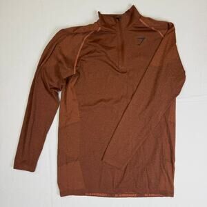Gymshark Seamless “Be a Visionary” ¼-Zip Pullover – Size Large (Burnt Copper)